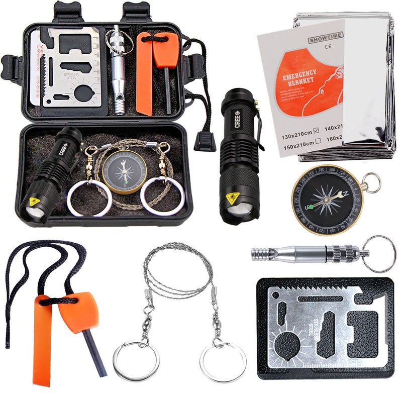 EMDMAK Survival Kit Outdoor Emergency Gear Kit for Camping Hiking Travelling or Adventures - Image 1